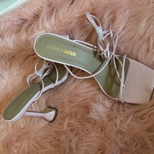 Fashion Nova Light Pink Lace-Up Heels